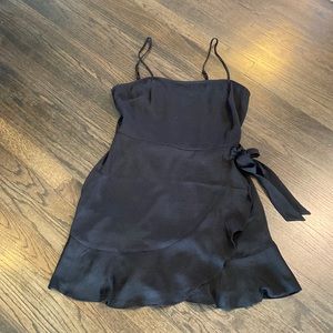 Express little Black Dress Faux Wrap Shirred Back Medium M EUC